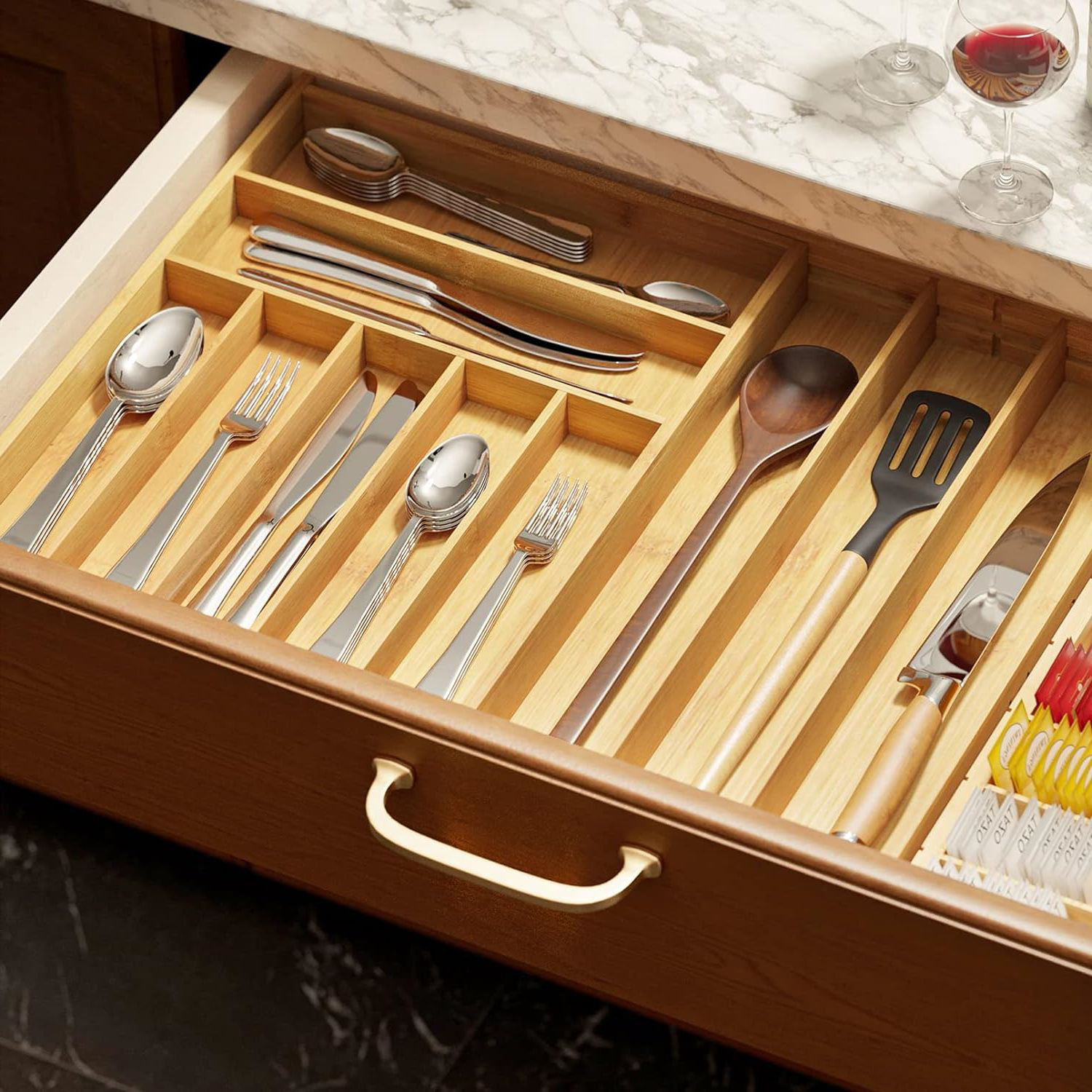 Hokku Designs Clarita 2" H x 21.2" W x 16.9" D Flatware & Kitchen Utensil Drawer Organizer Wayfair